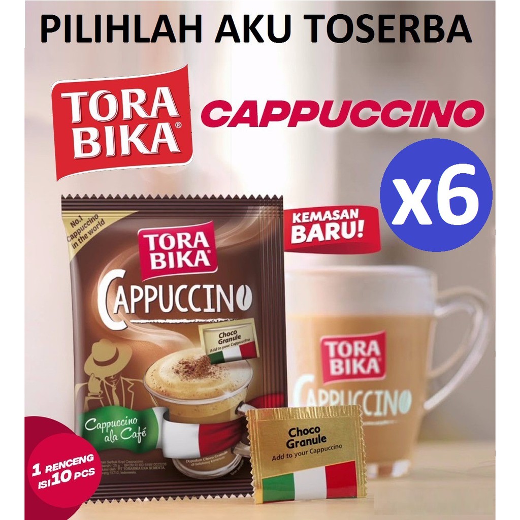 Kopi Torabika Cappuccino + Choco Granule 25gr x 10pcs (HARGA 6 RENCENG)