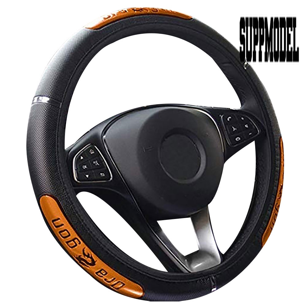 Cover Stir Mobil Desain Naga Bahan Kulit Imitasi Ukuran 38cm Untuk Dekorasi Interior