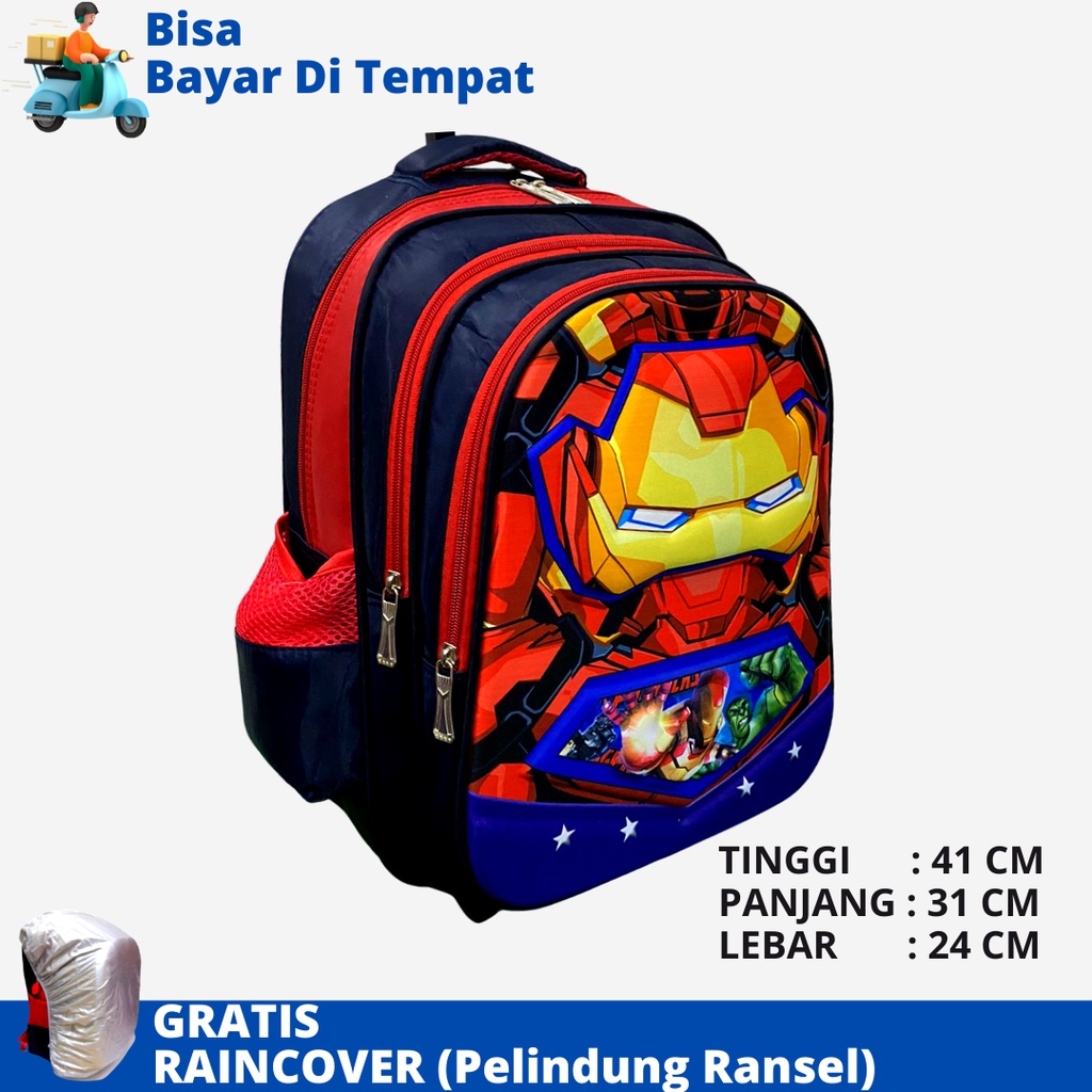 Tas Ransel Anak Karakter Superhero DSTR-1615 Ukuran SD Tas Anak Cowok Tas Anak SD