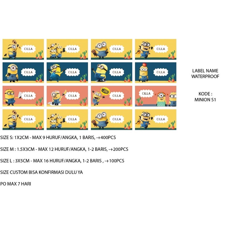 

Stiker Nama Waterproof