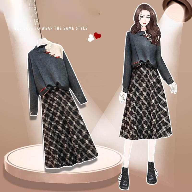 Newlan QZ010 Rok Kotak Kotak Panjang Motif Rok Korean Style Panjang Naya Skirt Kotak Long Skirt-7