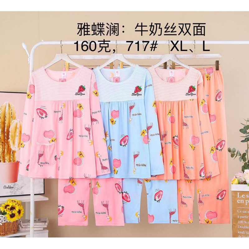 Set Piyama PP Katun Import Setelan PP Import Strawberry Murah