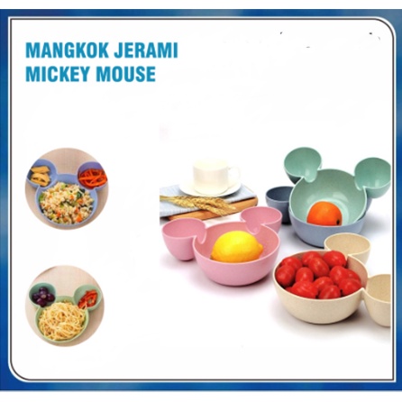 Mangkok Makan Anak Motif Mickey Bahan Jerami / Mangkuk Mickey Mouse Makan SUP Bahan Ramah Lingkungan Serat Jerami