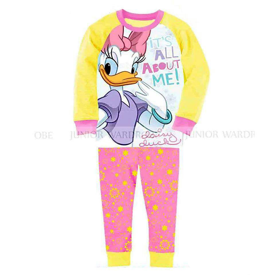 Piyama Desy Donald Duck Baju Tidur Anak Perempuan Warna Kuning Motif Desy Pita Impor Pakaian Tidur