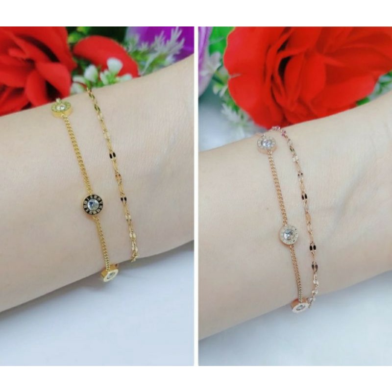 Gelang titanium / gelang nuri dua layer fashion / anti karat