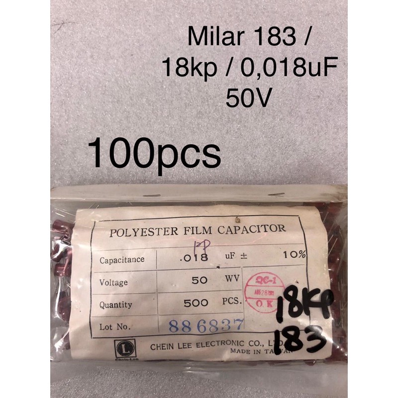 100Pcs Kapasitor Milar 183 milar 18kp milar 0,018uF