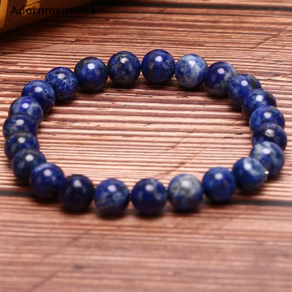 (AdornmentNo1) Gelang Tangan Manik-Manik Lapis Lazuli 8mm Elastis Untuk Unisex / Pria / Wanita