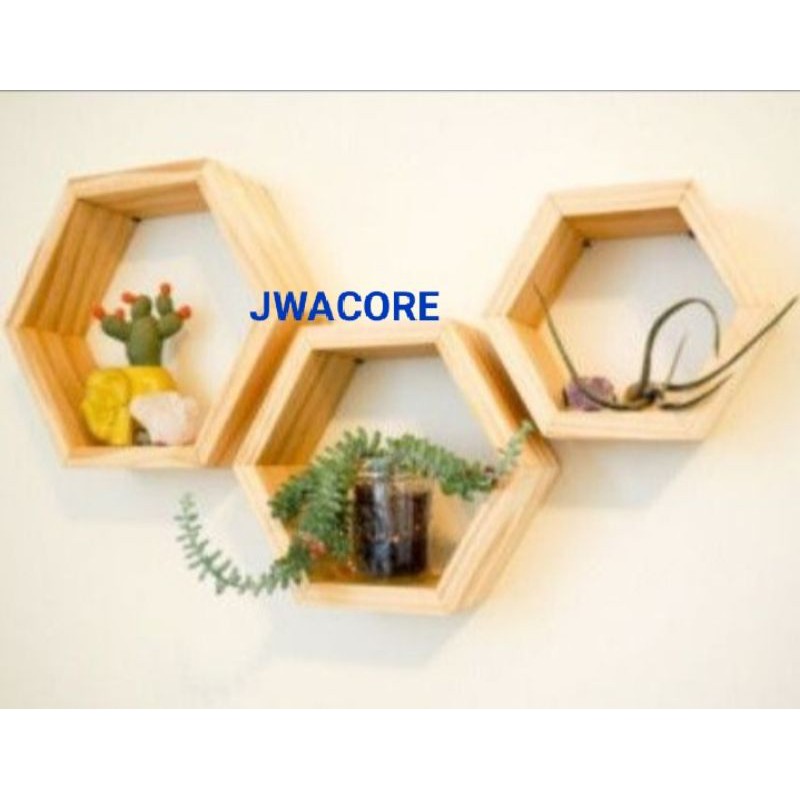 RAK DINDING SEGI ENAM HEXAGONAL 1SET 3PCS