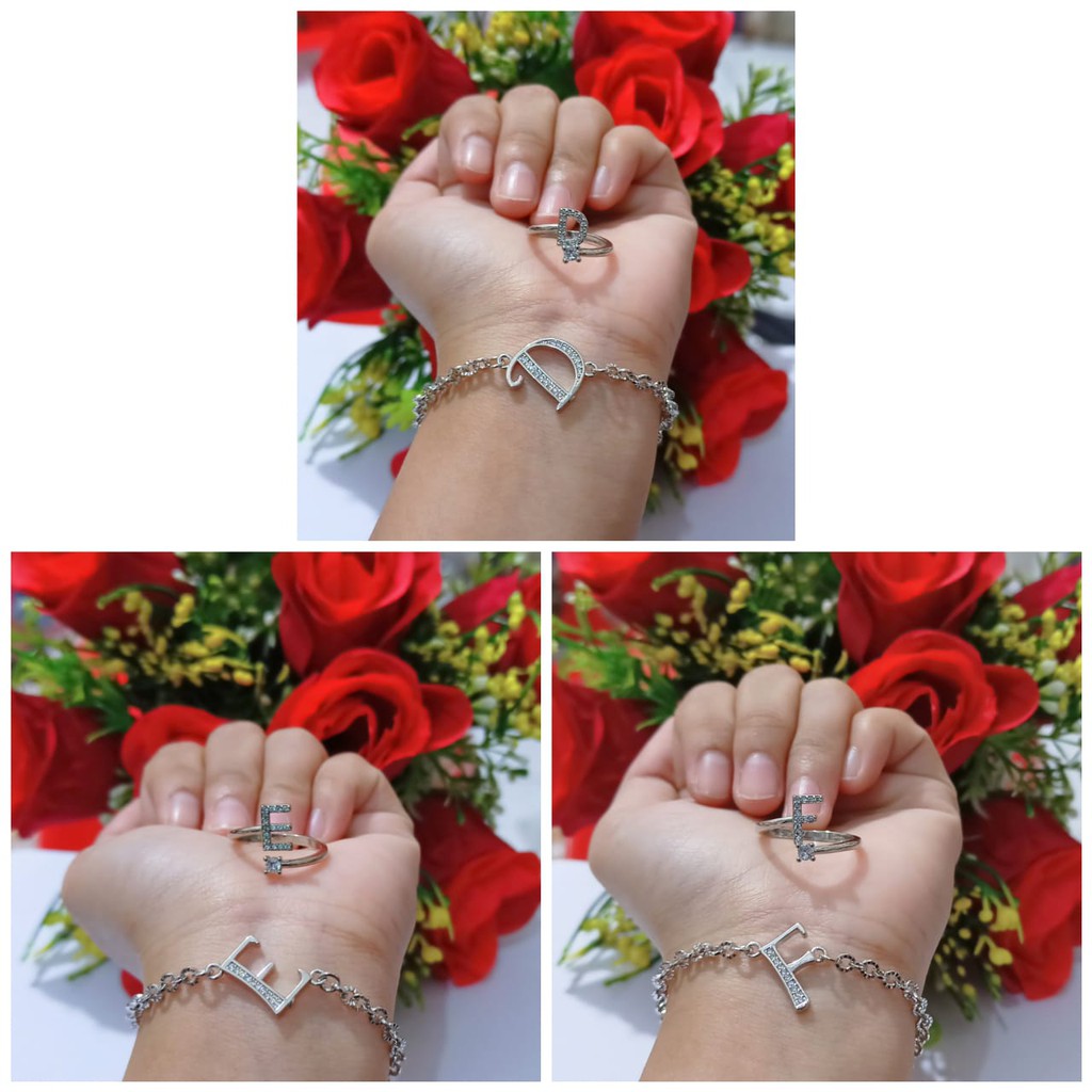 Gelang Huruf inisial Free Cincin A-Z chat kami pilih huruf silver gold(COD)