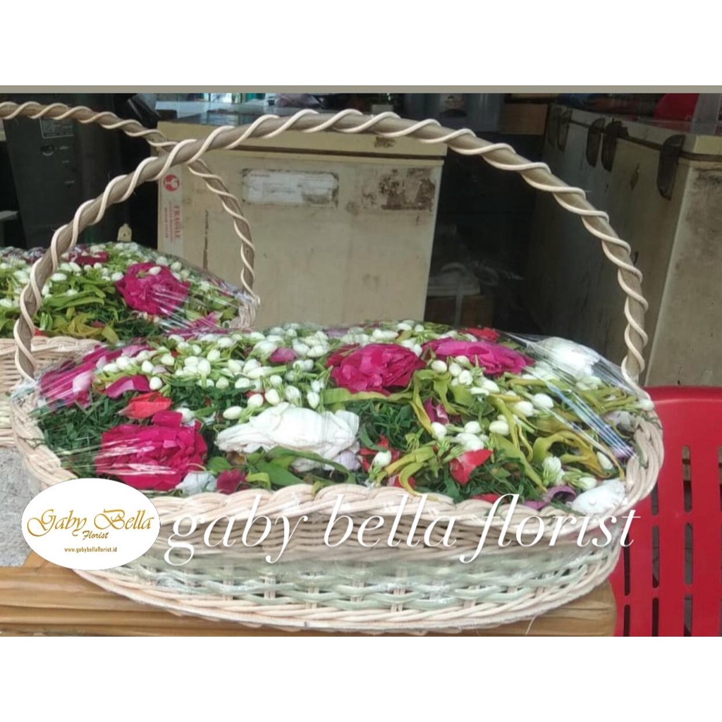 Bunga tabur keranjang. Bunga makam. Bunga tabur melati. Bunga kedukaaan. Bunga tabur mawar.