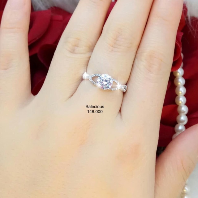 Cincin perhiasan Lapis emas luxury dengan zircon italy asli