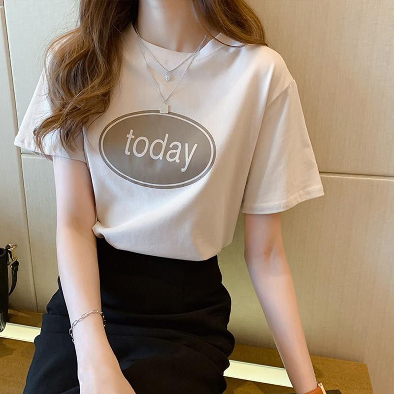 Oversize Tee Tshirt Wanita Model Longgar Motif Tulisan Today