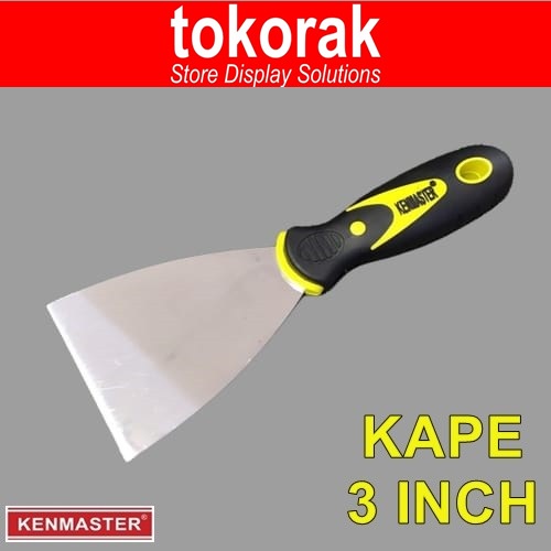 KENMASTER KAPE 3 INCH STAINLESS GAGANG KARET - SCRAP PUTTY KNIFE