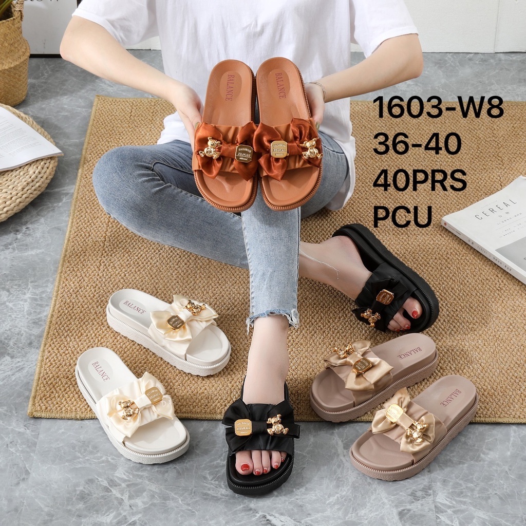 SANDAL WEDGES WANITA IMPORT ELEGANT 1603-W8 LOUISA BLC