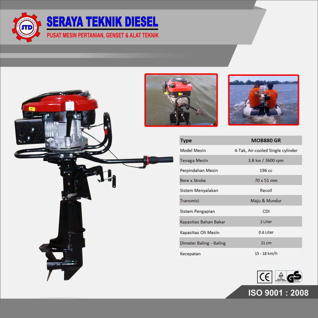 MESIN TEMPEL 7.5 HP MAJU MUNDUR 4-TAK / MESIN PERAHU 7.5 HP MATSUMOTO