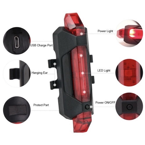 Lampu Belakang Sepede LED ( USB Charge Anti Air ) / Aksesories Sepeda