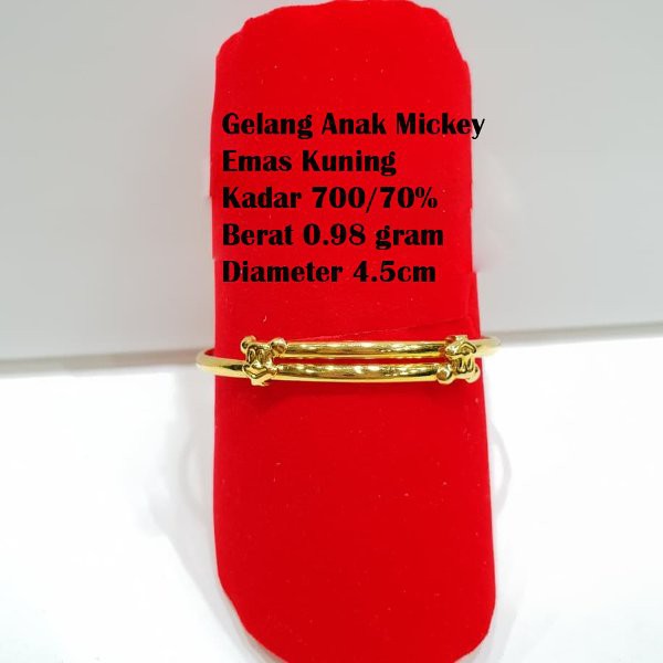 Gelang Tangan Anak Mickey Emas Kuning 700