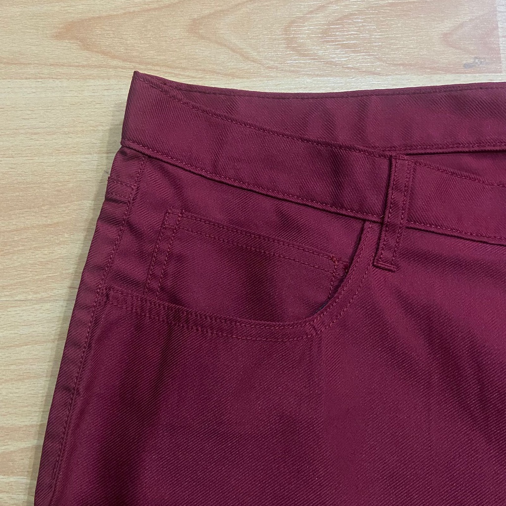 ALFANI Celana Panjang Chino Twill Stretch Maroon Regular Fit Red Formal Kasual Original