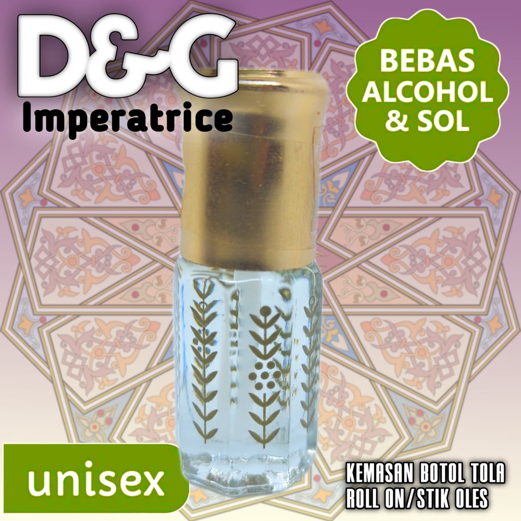 Parfum Searah D&amp;*G L Imper*atrice Kemasan Tola Padi Stik / Roll On Ukuran 3 , 6 , 12 ml Tidak Mengandung Alkohol , Sol , Dpg dan Campuran Apapun 100% Murni Bibit Parfum Berkualitas Dan Wangi Tahan Lama