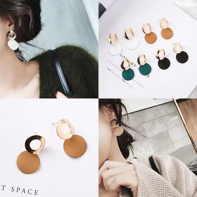 Anting Tusuk Gantung Boho Vintage Bentuk Geometri Hollow untuk Wanita