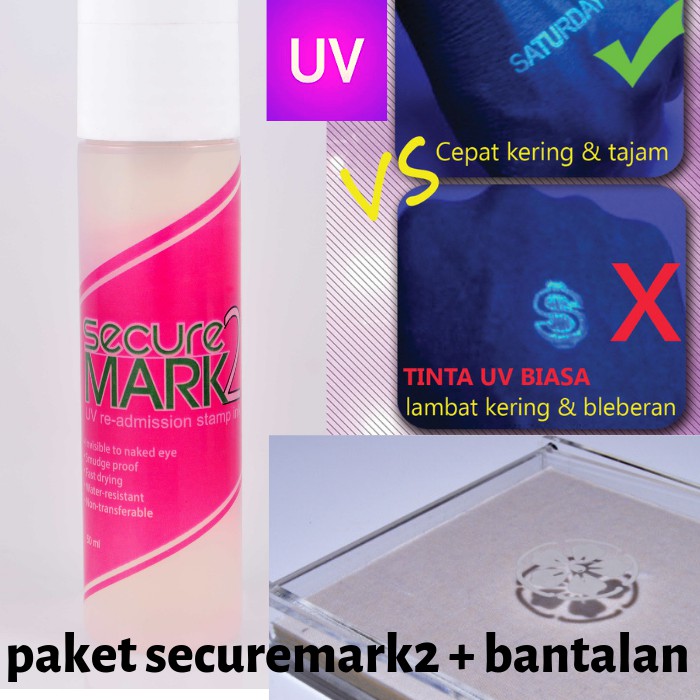 

Securemark 2 - TInta Stempel UV + Bantalan lambat kering