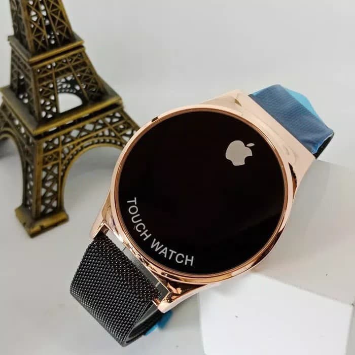 JAM TANGAN IPHONE TOUCH WATCH MAGNET TALI HITAM RING SILVER