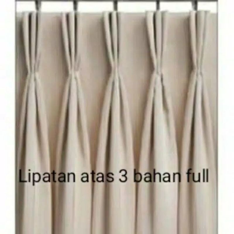 Gorden Blackout Polos Kostum Plisket Tinggi 250 - 300 cm / 3 meter Model Klasik Hordeng Jendela Pintu Tirai Minimalis