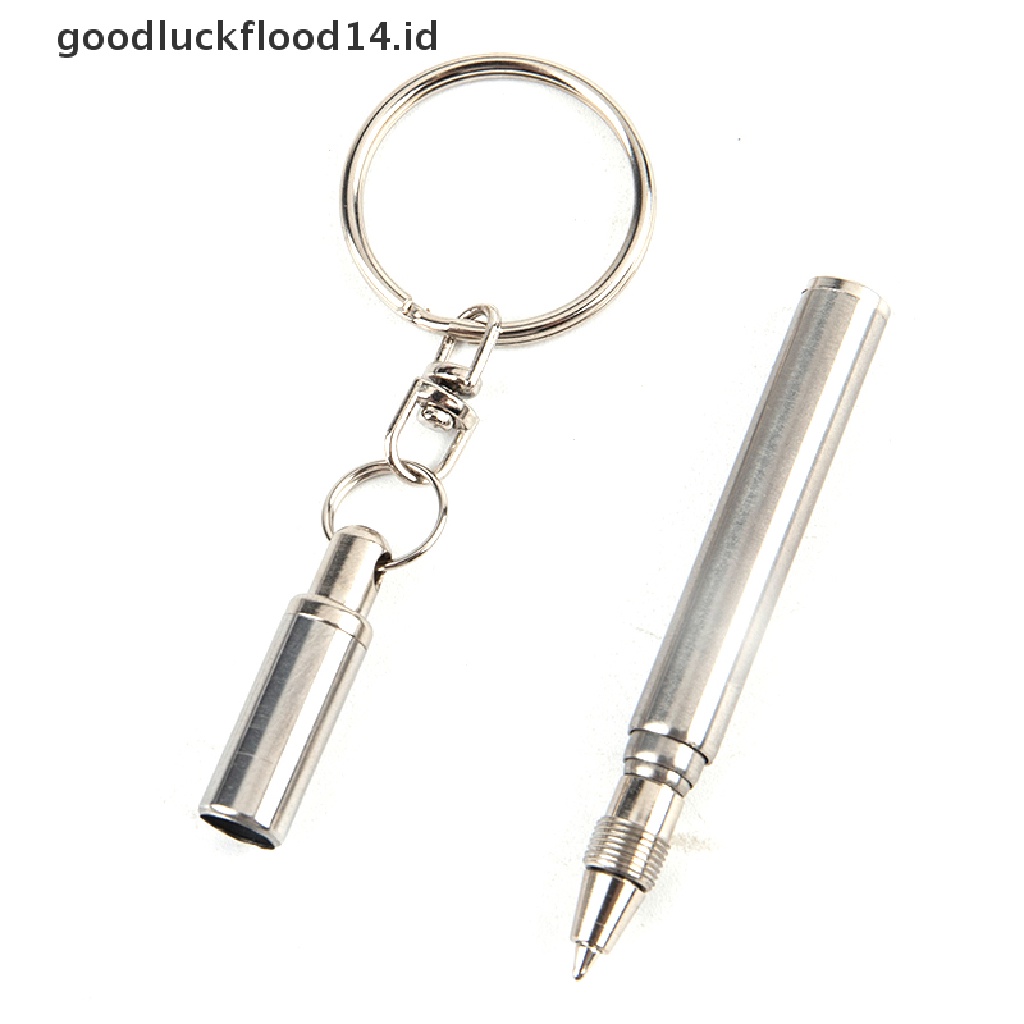 [OOID] Portable Telescoping Tool Pen Metal Key Ring Stainless Steel Keychain Gift ID