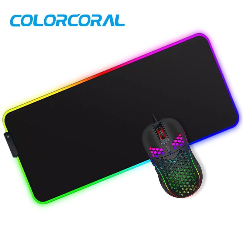 ColorCoral RGB Mouse Pad Mouse Gaming Set