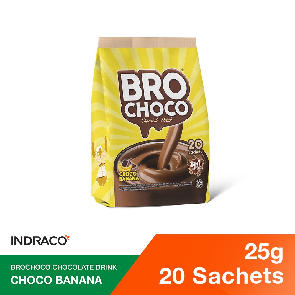 

BROCHOCO Banana P20 Chocolate Drink / Minuman Coklat (20 sachets x 25g)