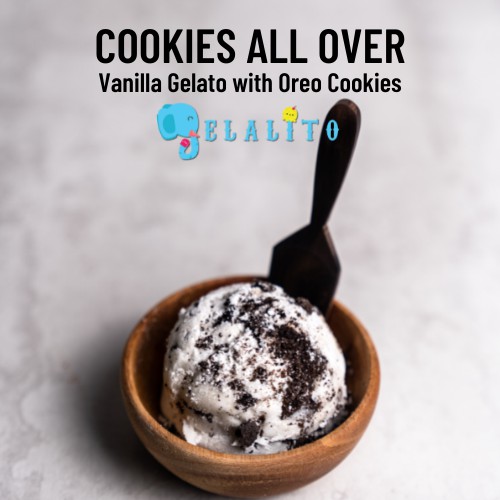 

Gelato - COOKIES ALL OVER (Vanila Gelato with Oreo Cookies Crumble) 500 ml - Gelalito - Dessert - Es Krim