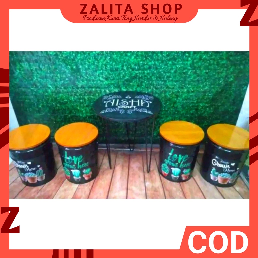set kursi meja hairpin/Set kursi teras/kursi unik/kursi tong/kursi drum/kursi kaleng