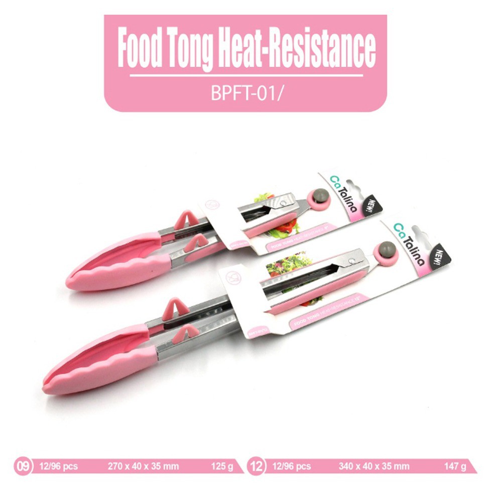 ALAT PENJEPIT MAKANAN TAHAN PANAS CATALINA FOOD TONG HEAT-RESISTANCE 12" BPFT 01/12 INCH | PINK