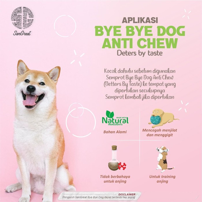 SanGreat Bye Bye Dog Anti Chew Spray 250 ml Dog Repellent Anjing Aman