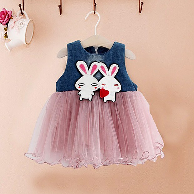 Dress Denim Tutu Rabbit Love Anak Perempuan