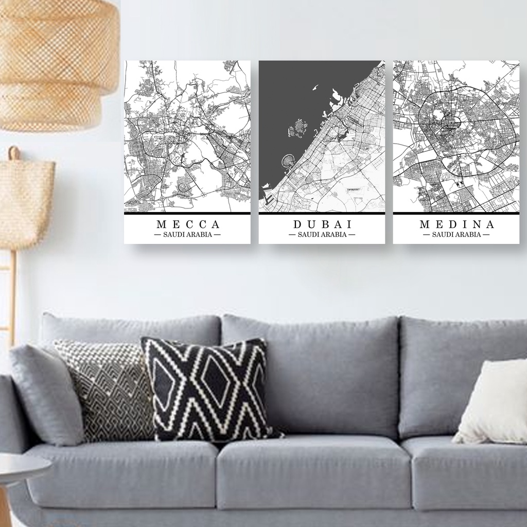 Hiasan Dinding Kayu Minimalis Peta Mekah Arab Maps Dubai Wall Decor Madinah