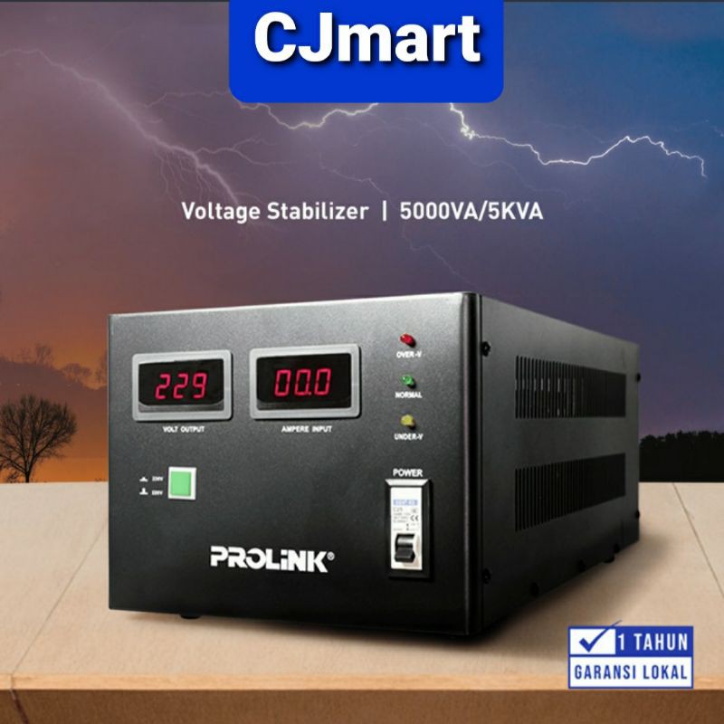 STABILIZER PROLINK PVS5001CD AVR SERVO MOTOR CONTROLLED / 5000VA