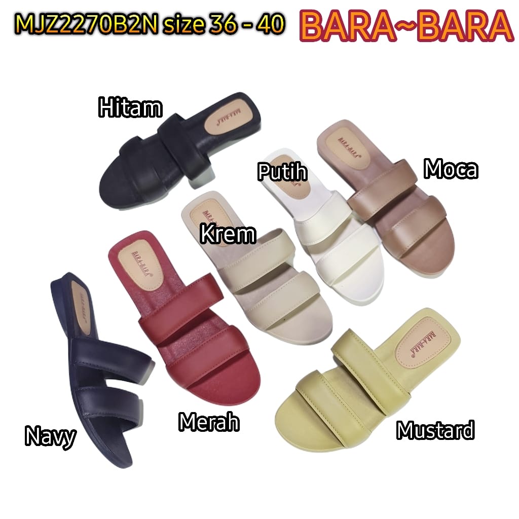 sandal wanita selop bara bara wedges sendal cewek barabara karet import MJZ2270B2N