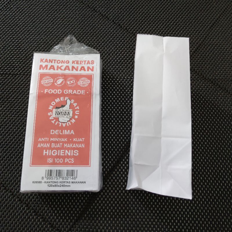 kantong kertas makanan DELIMA isi 100 kantong bungkus kertas anti minyak