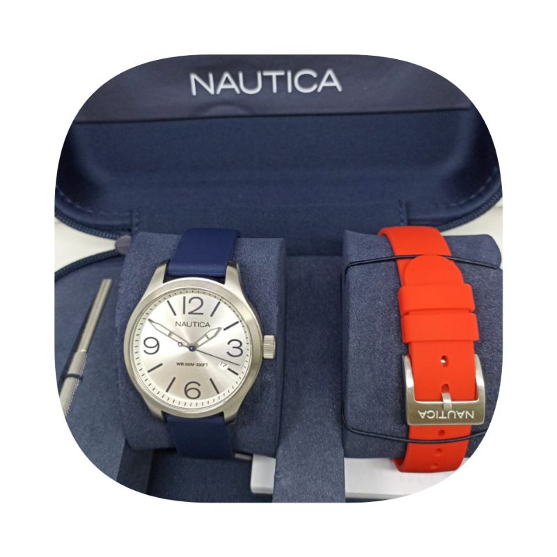 Jam tangan wanita NAUTICA NAI09504M, Tali rubber, ORIGINAL, bergaransi resmi internasional.
