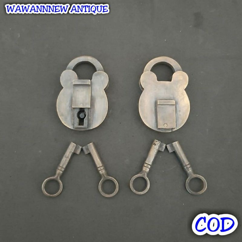 Kunci Gembok Pintu Rumah Pagar Kuningan Antik Murah Motif Polos 6cm