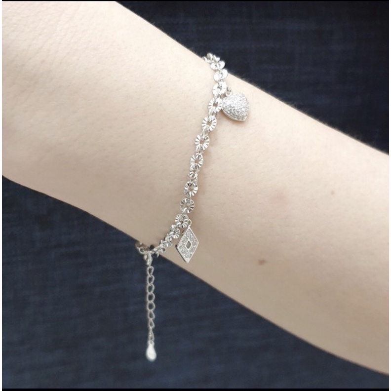 Gelang tangan perak 925 lapis emas putih gelang tangan cewek perak S437