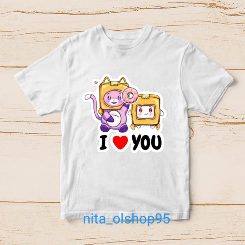 kaos lankybox baju kaos anak lanky box karakter terlaris i love you