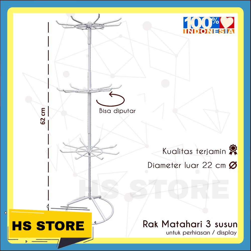 rak display matahari putar 3 susun gantungan perhiasan & aksesoris HP
