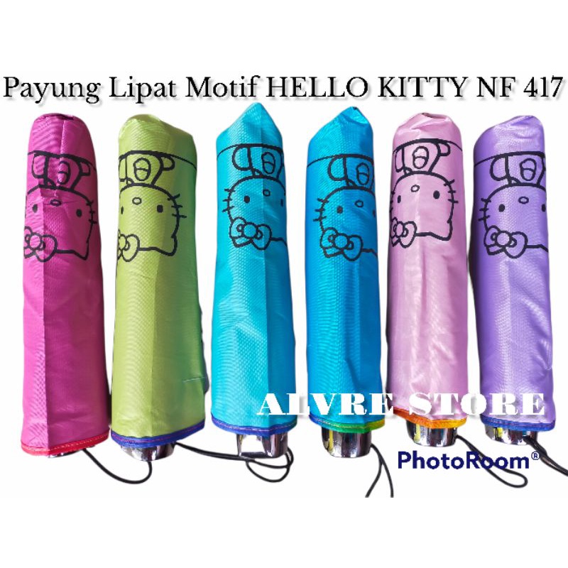 Payung Lipat Motif HELLO KITTY NF417 Nagoya Lapis Silver Anti UV