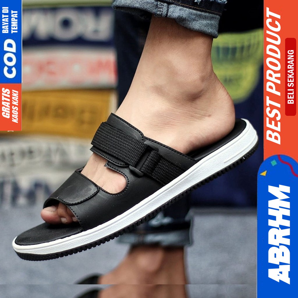 ABRHM x DON Sandal Slide Pria Sandal Slop Pria Kulit Pu Sendal Selop Cowok / Cowo Ori Keren Kekinian