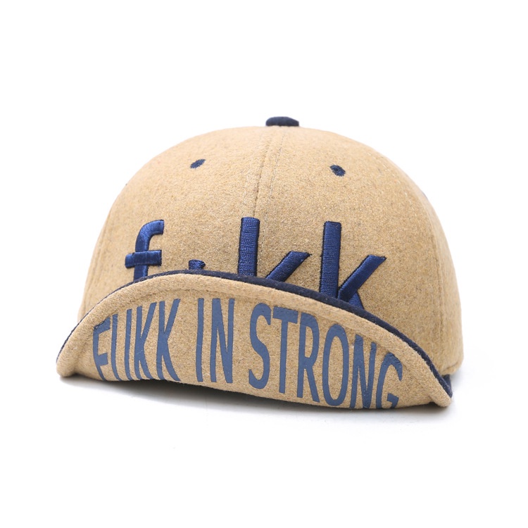 Fkk Topi Baseball Wol Felt Motif Bordir Ukuran Besar Untuk Pria / Wanita