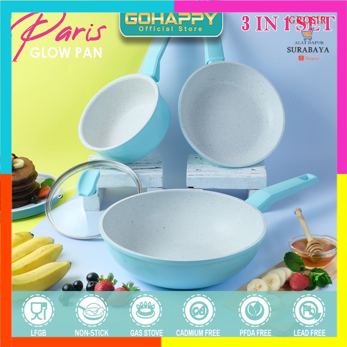 Gohappy Glowpan paris 3 in 1 / panci paris set - Milkpan wokpan frypan glow pan