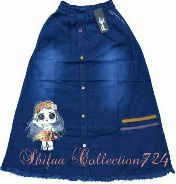 Rok Jeans / Rok Jeans Anak Perempuan / Rok Anak Motip Karekter Boneka LED (Anak Tanggung / All Size)