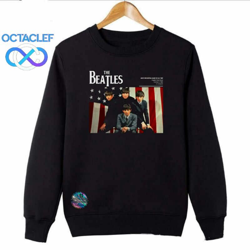 OCTACLEF Crewneck Sweatshirt Sweater Jaket Printing DTG Music Band The Beatles Unisex Pria Wanita